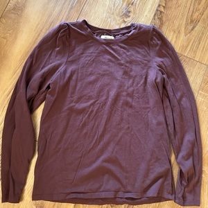 Madewell Ruched Shoulder Maroon XS Long Sleeve Tshirt
